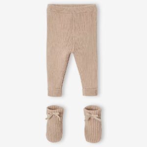 Pantalon en tricot + chaussons bébé - beige
